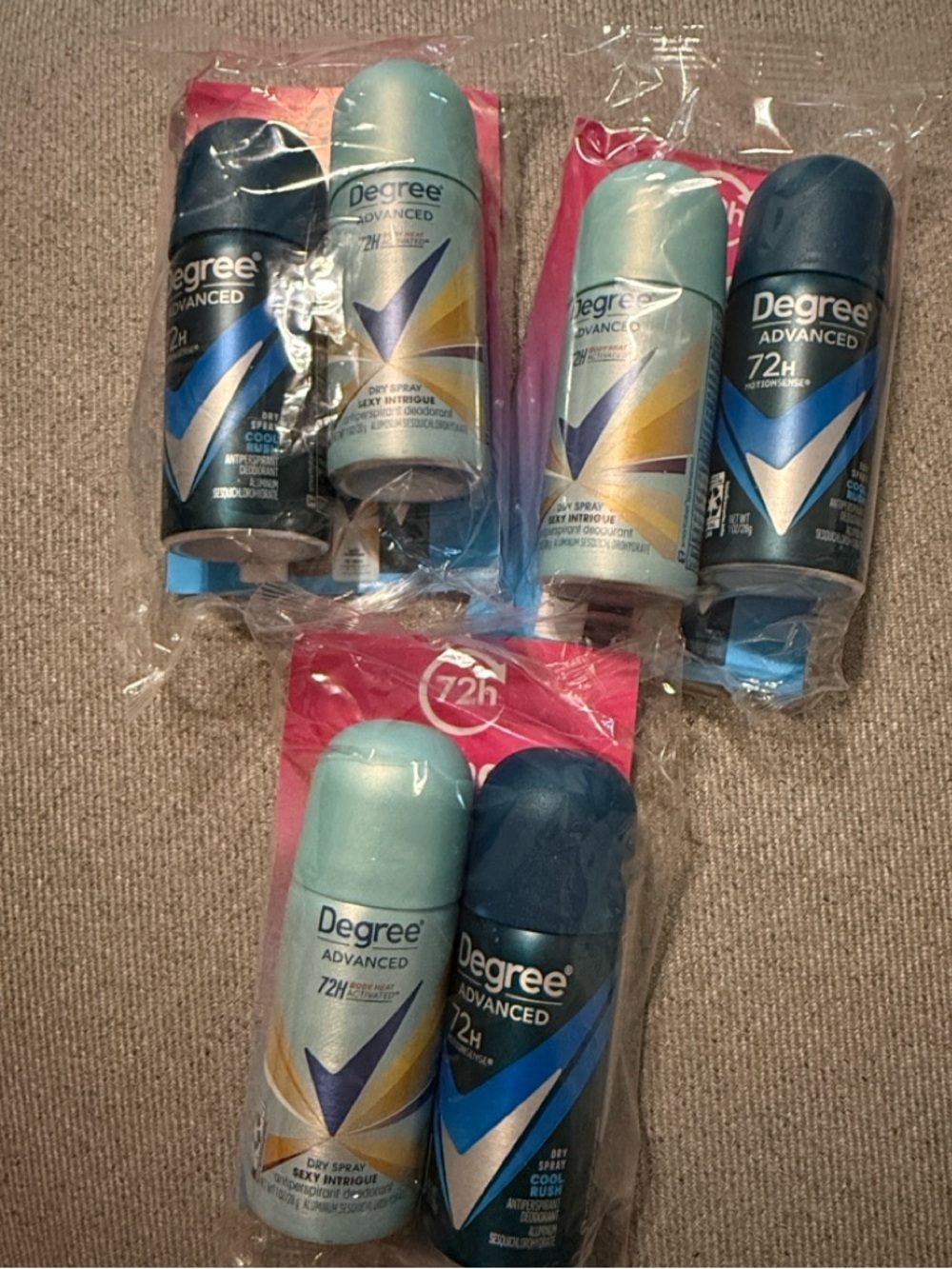 NWT Set of 6 Degree Advanced Dry Spray Antiperspirant Deodorant, Travel Size